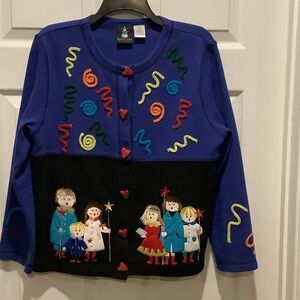 Sportelle‎ Blue Christmas Cardigan, whimsical